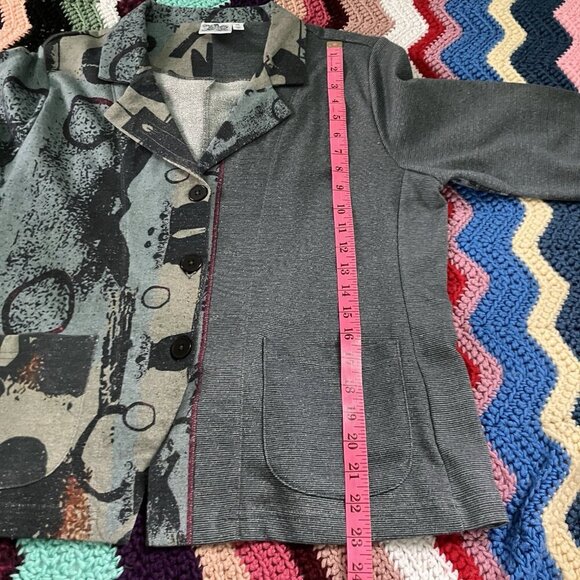 Parsley & Sage Blazer Womens M Gray Funky Lagenlook Artsy Cotton - Picture 5 of 6